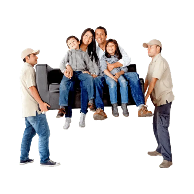 movers picking up family on couch 